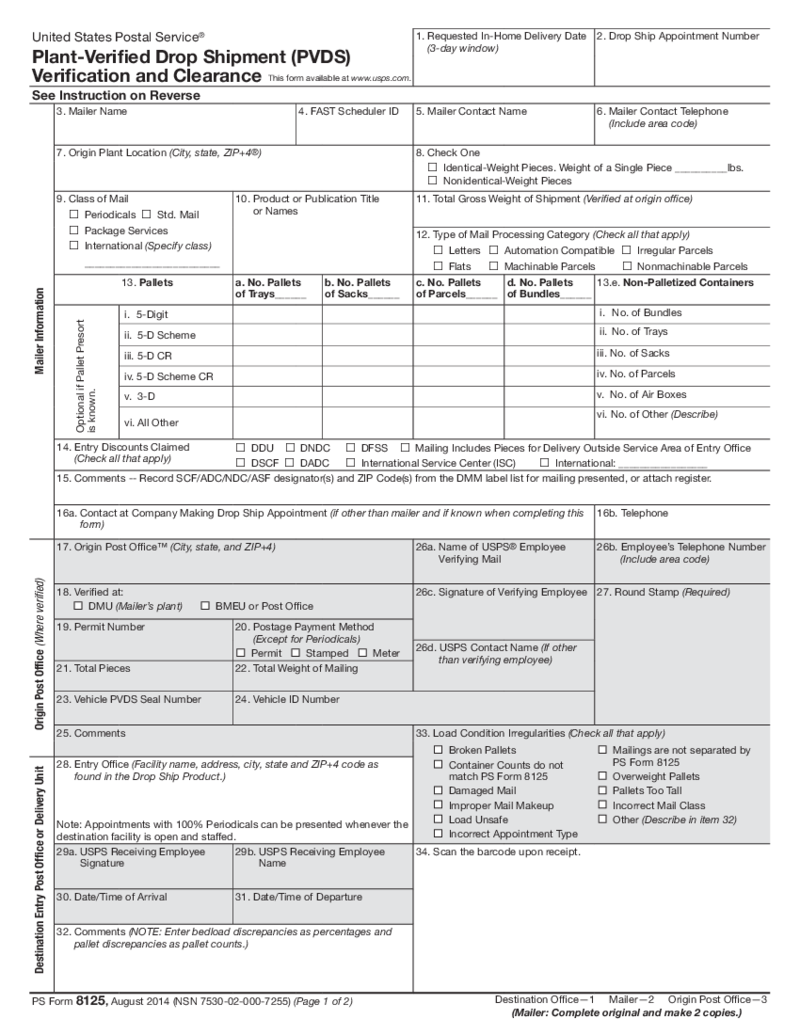 PS Form 8125