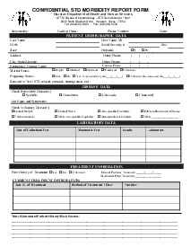 Confidential STD Morbidity Report Form - Thumbnail