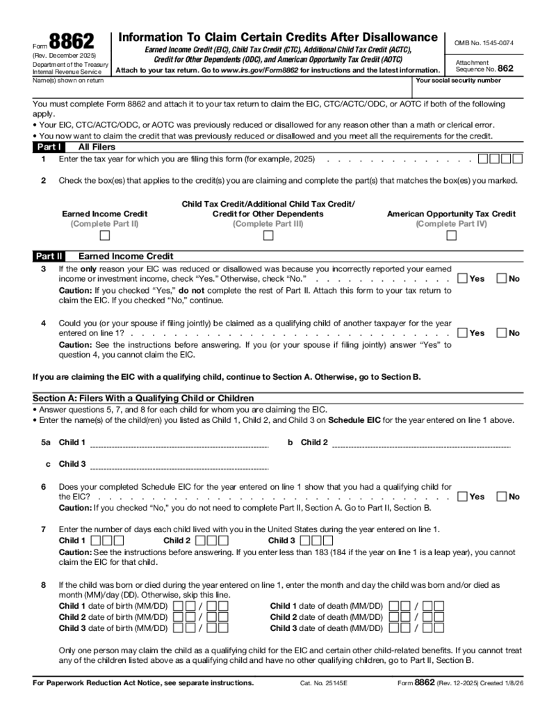 Form IRS 8862