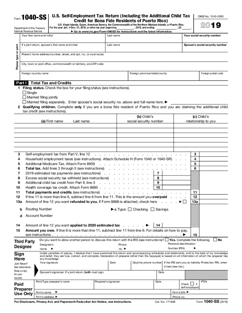 Form 1040-SS (2019)