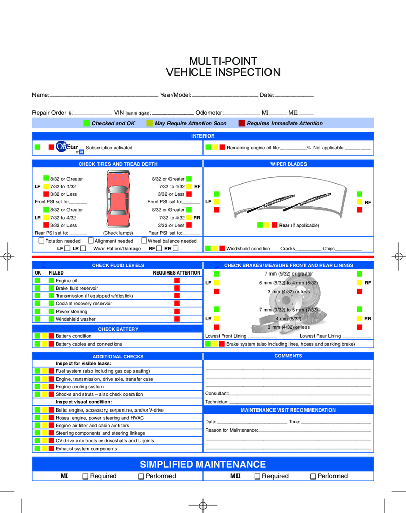 Multi-point Vehicle Inspection Form