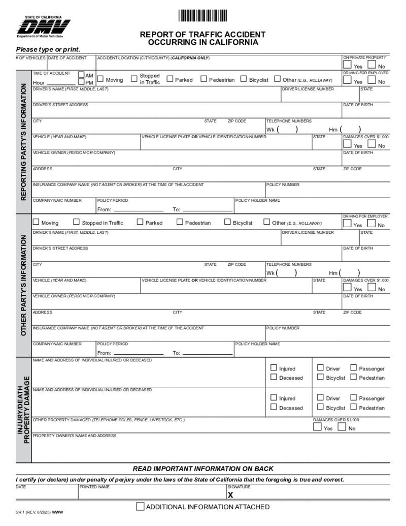 California Traffic Accident Report