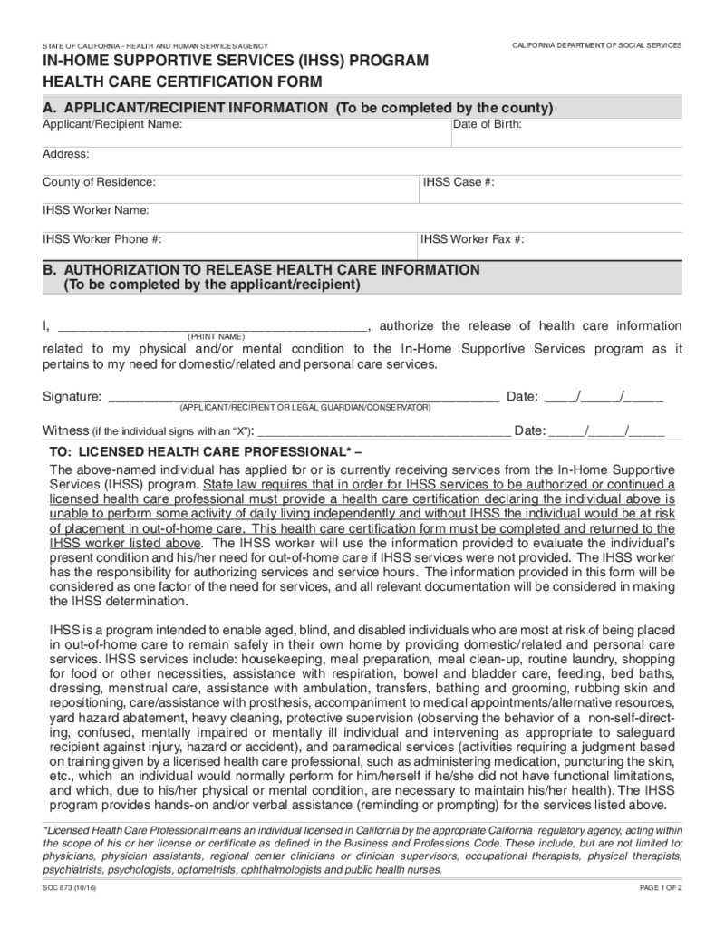 FORM SOC 873