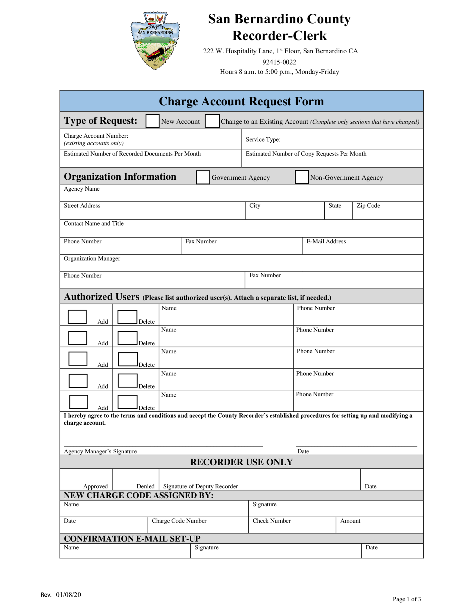 Charge Account Request Form - Thumbnail