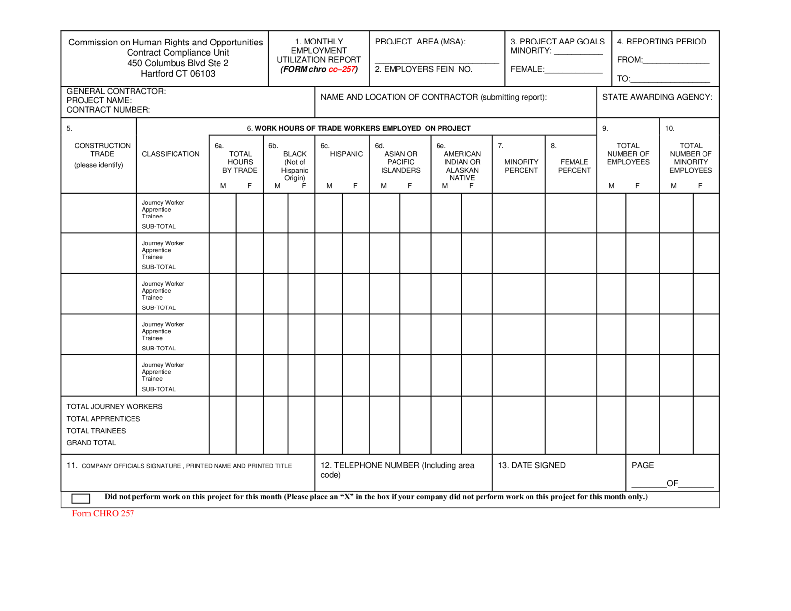 Form CHRO 257a - Thumbnail