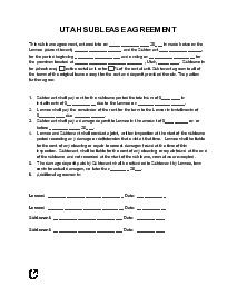 Utah Sublease Agreement - Thumbnail