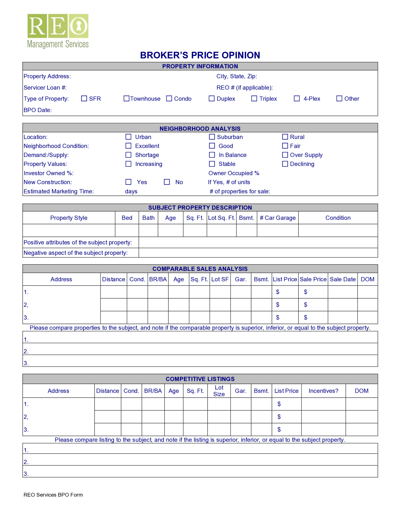 Broker Opinion of Value Template - Thumbnail