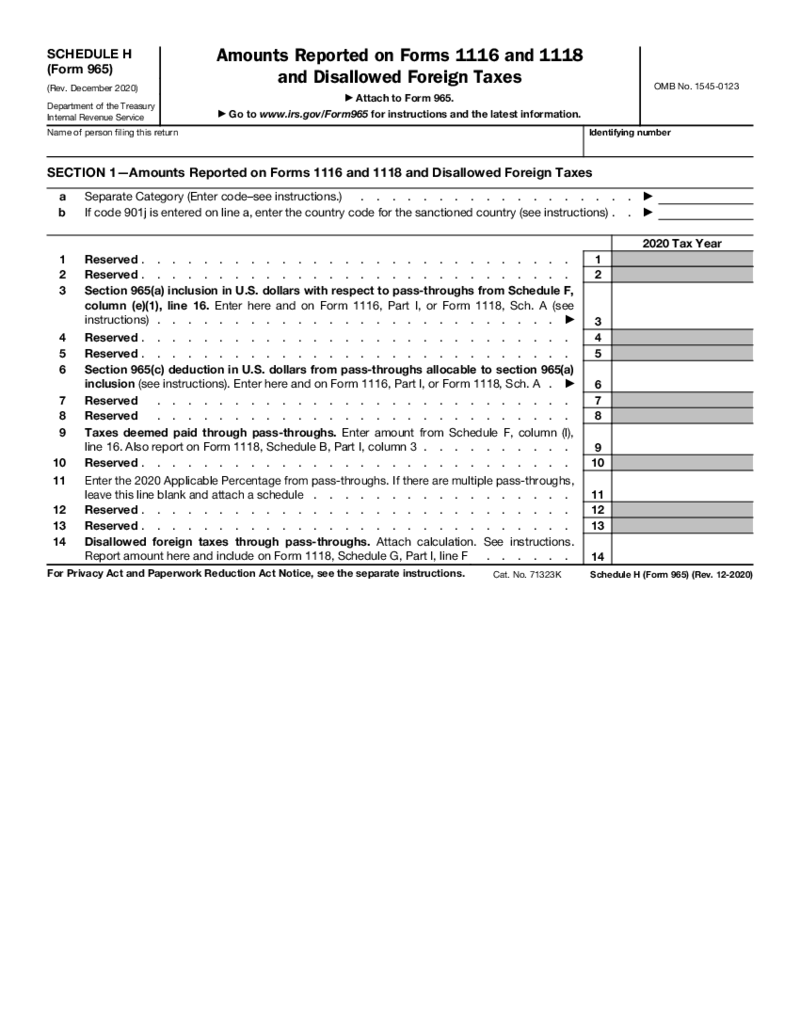 Form 965 (Schedule H)