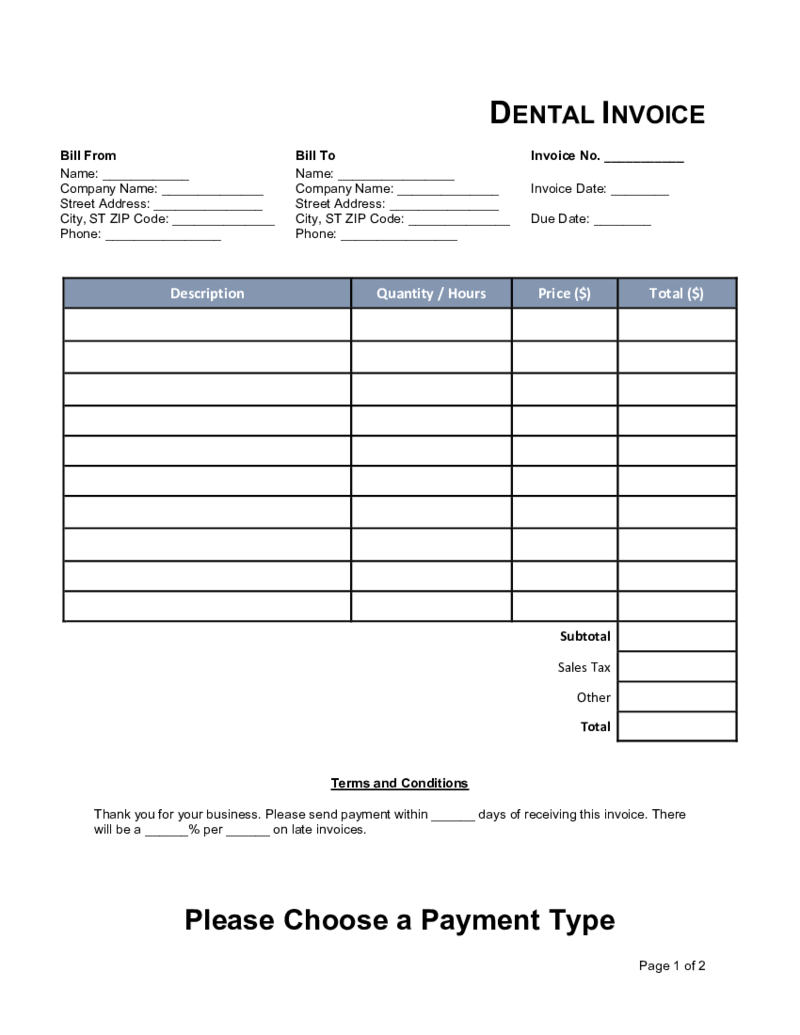 Dental Invoice