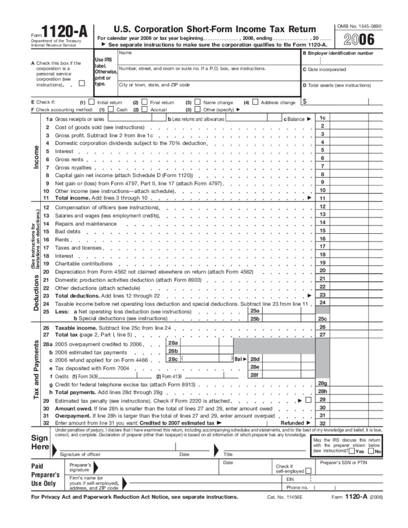 Form 1120-A