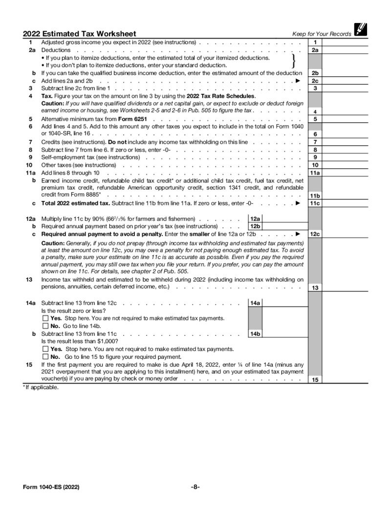 Form 1040-ES (2022)