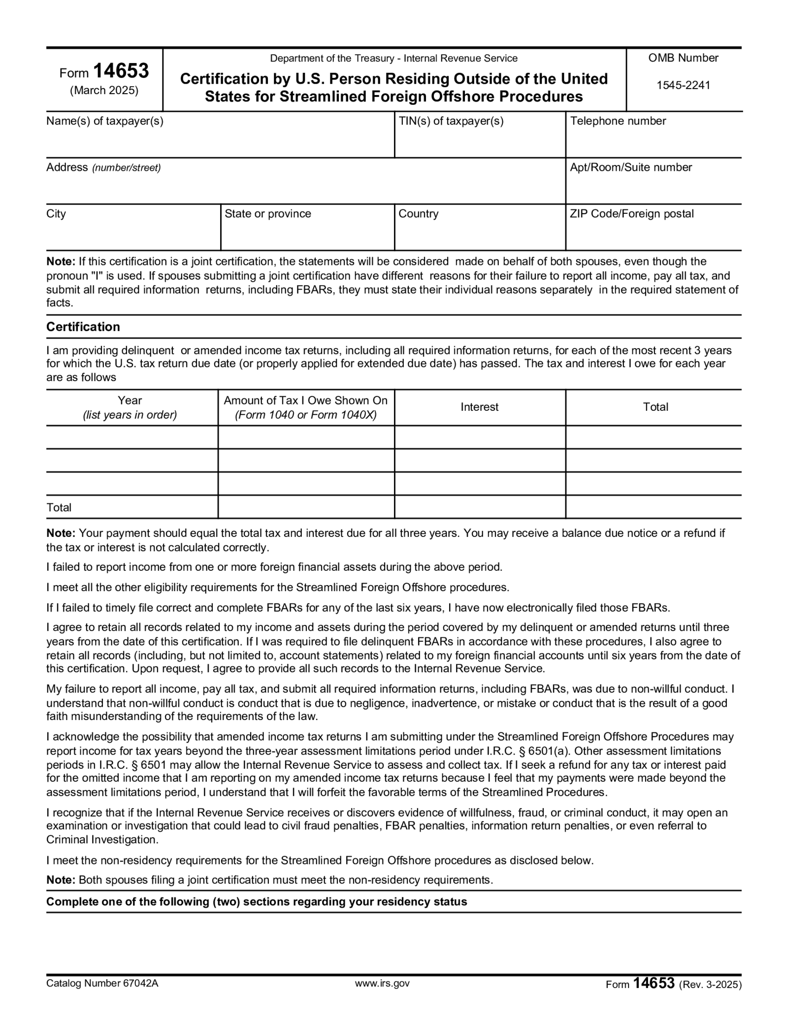 IRS Form 14653 - Thumbnail