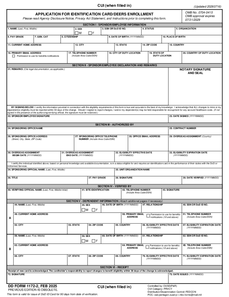 DD 1172-2 form