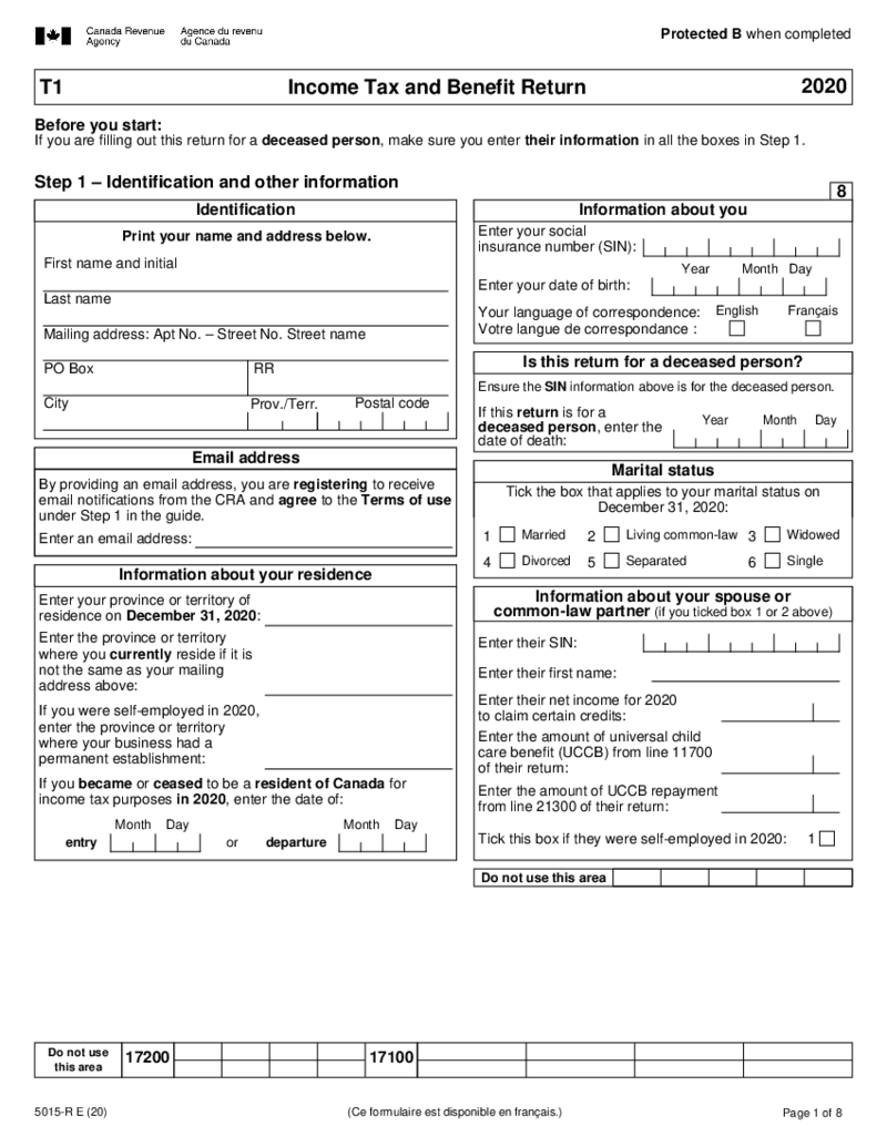 5015-R Income Tax and Benefit Return (for AB, MB and SK only)