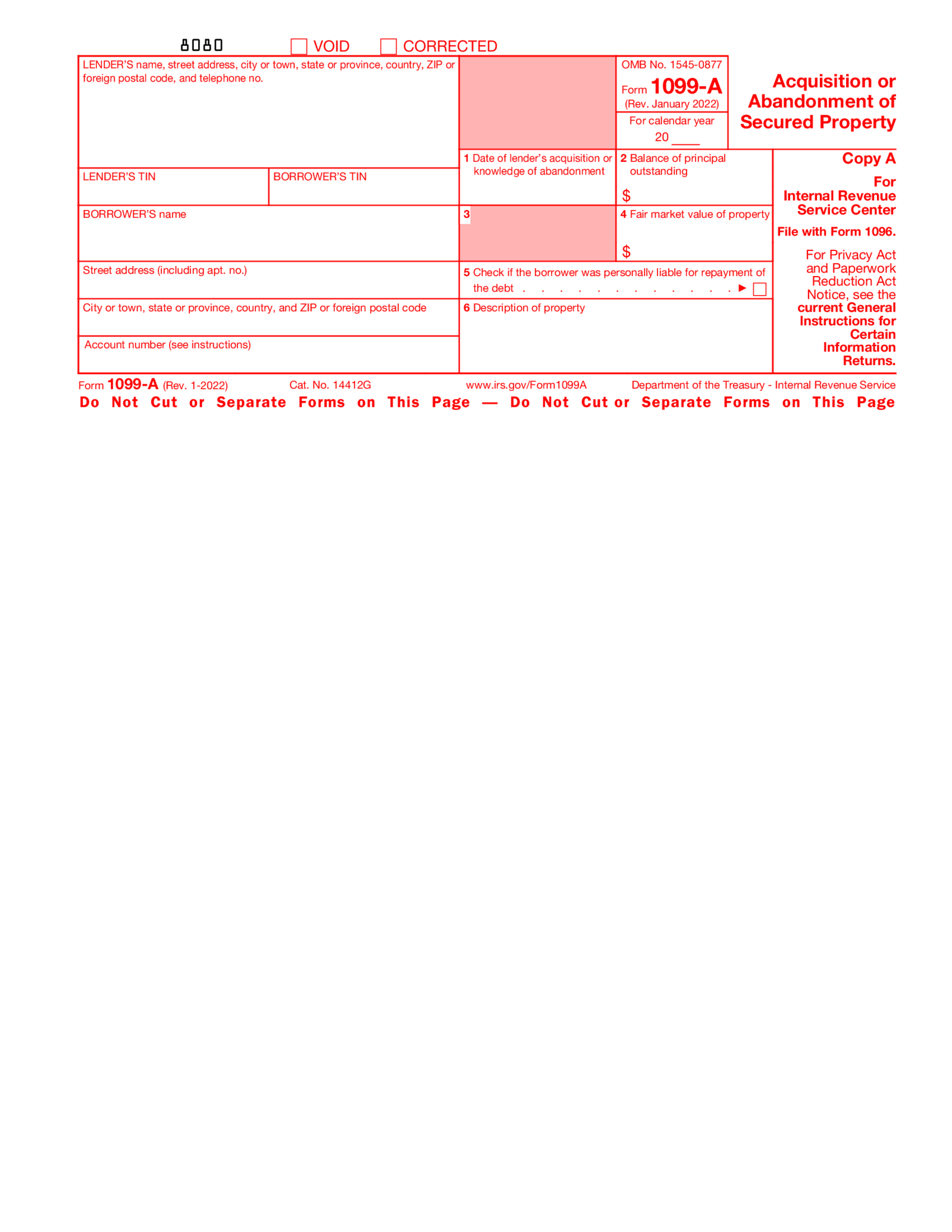 Form 1099-A (2022-2023) - Thumbnail