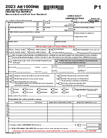 Form AR1000NR - Part Year or Non-Resident Income Tax Return - Thumbnail