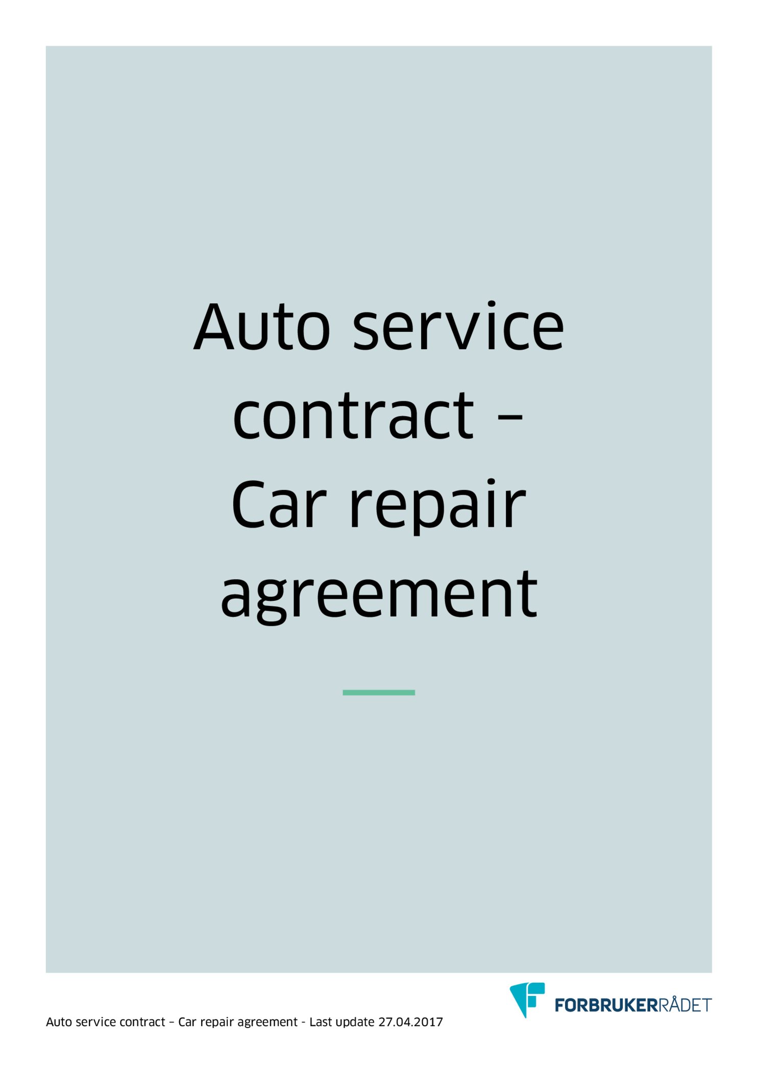 Auto Repair Contract Template - Thumbnail