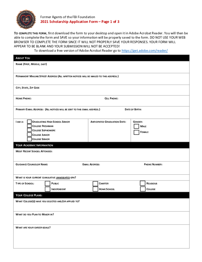 Scholarship Application Form