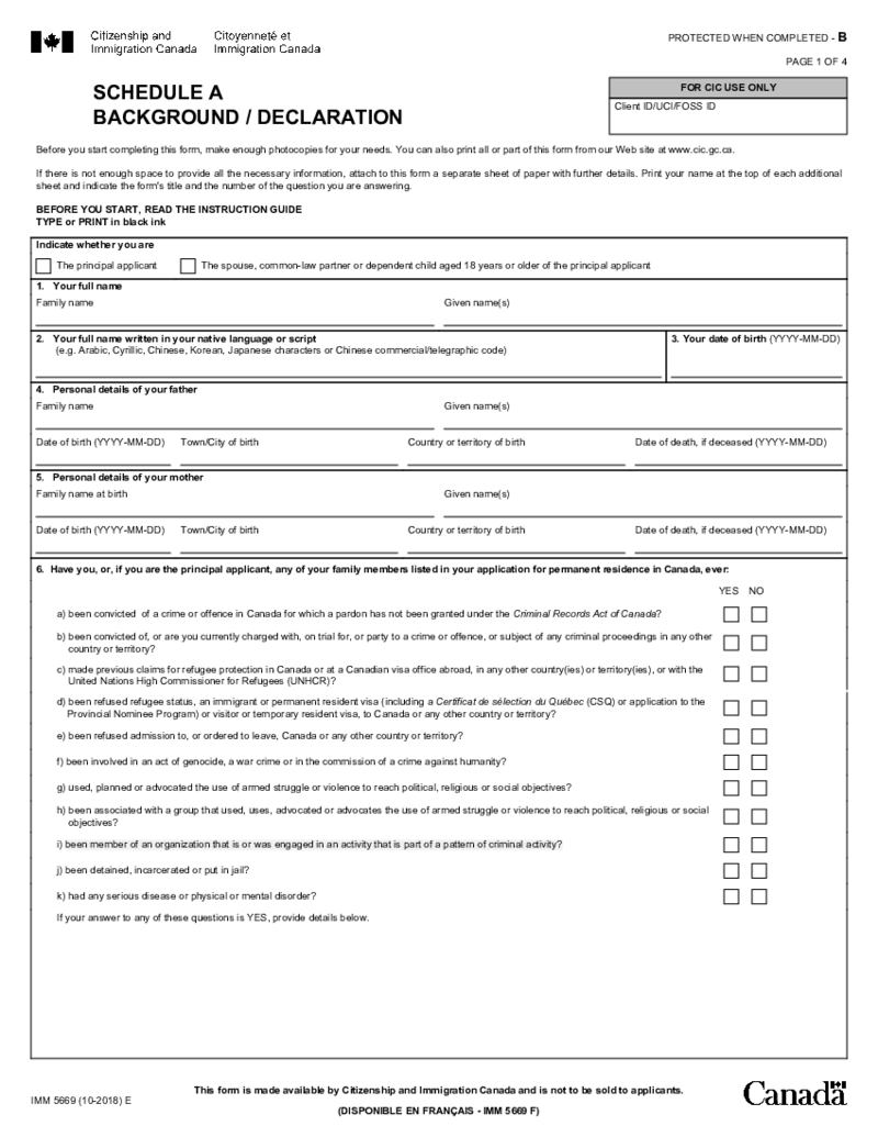 IMM 5669 Form