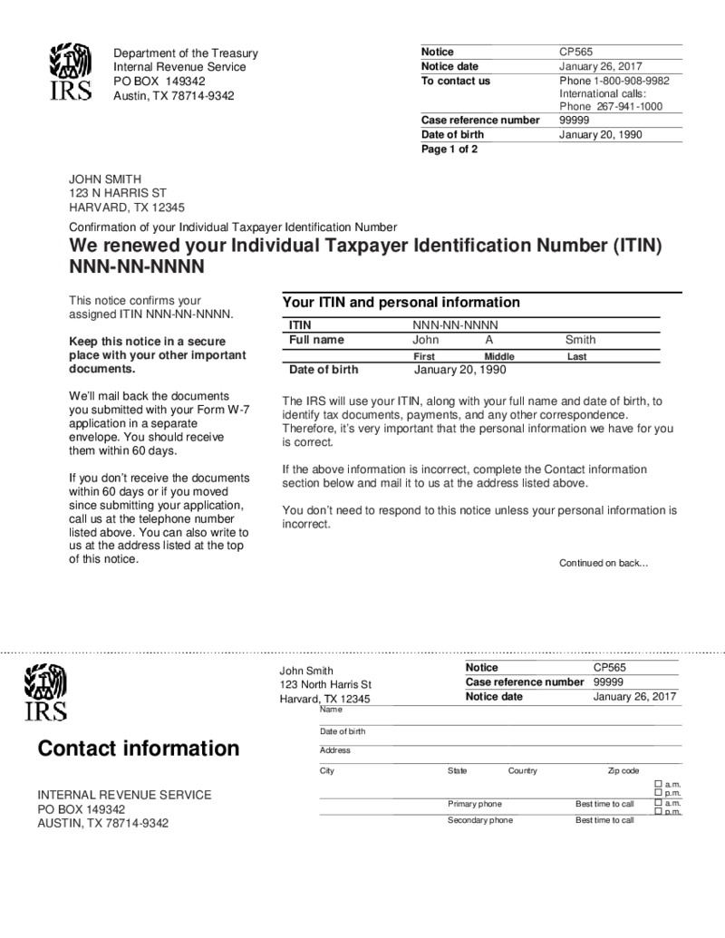 IRS Notice CP565