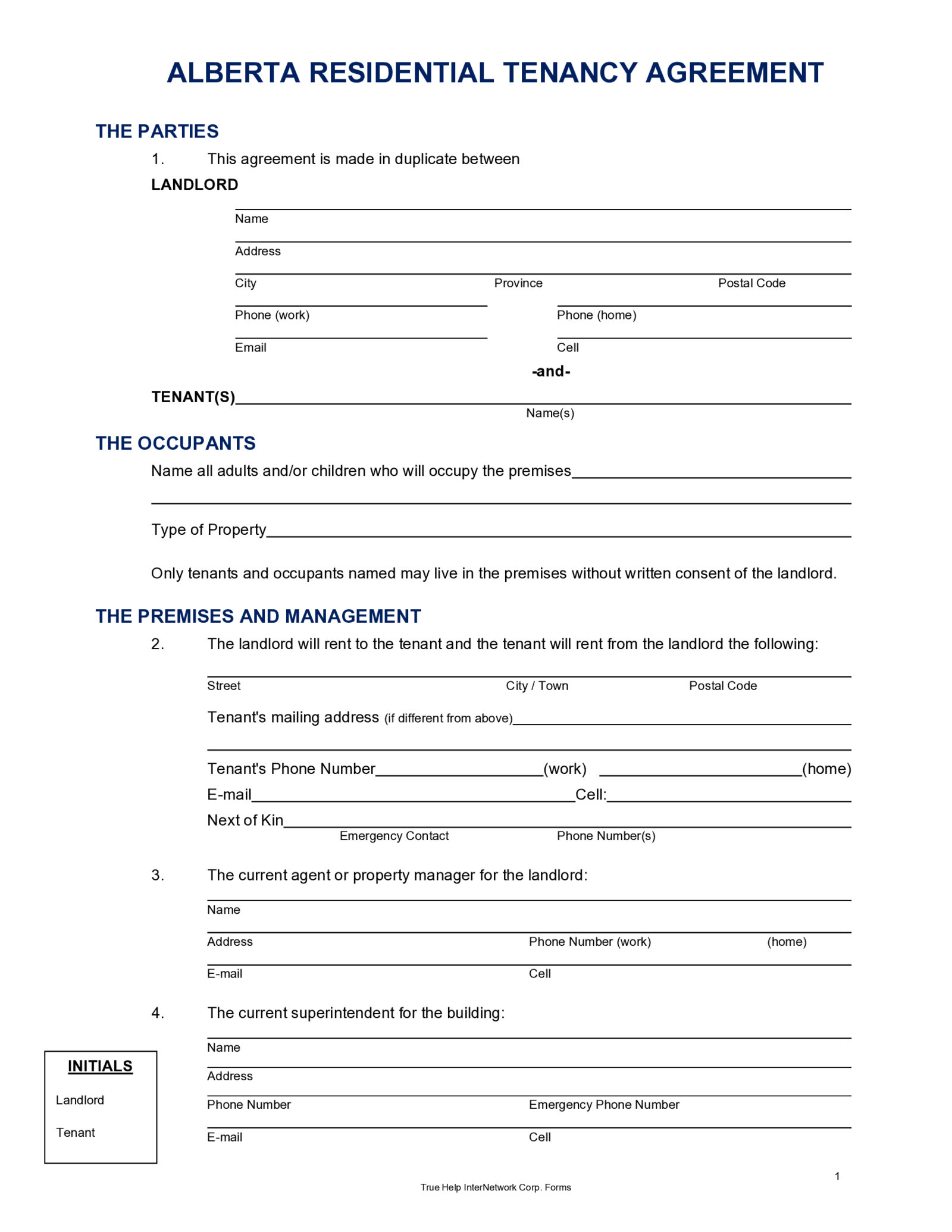 Alberta Residential Tenancy Agreement - Thumbnail