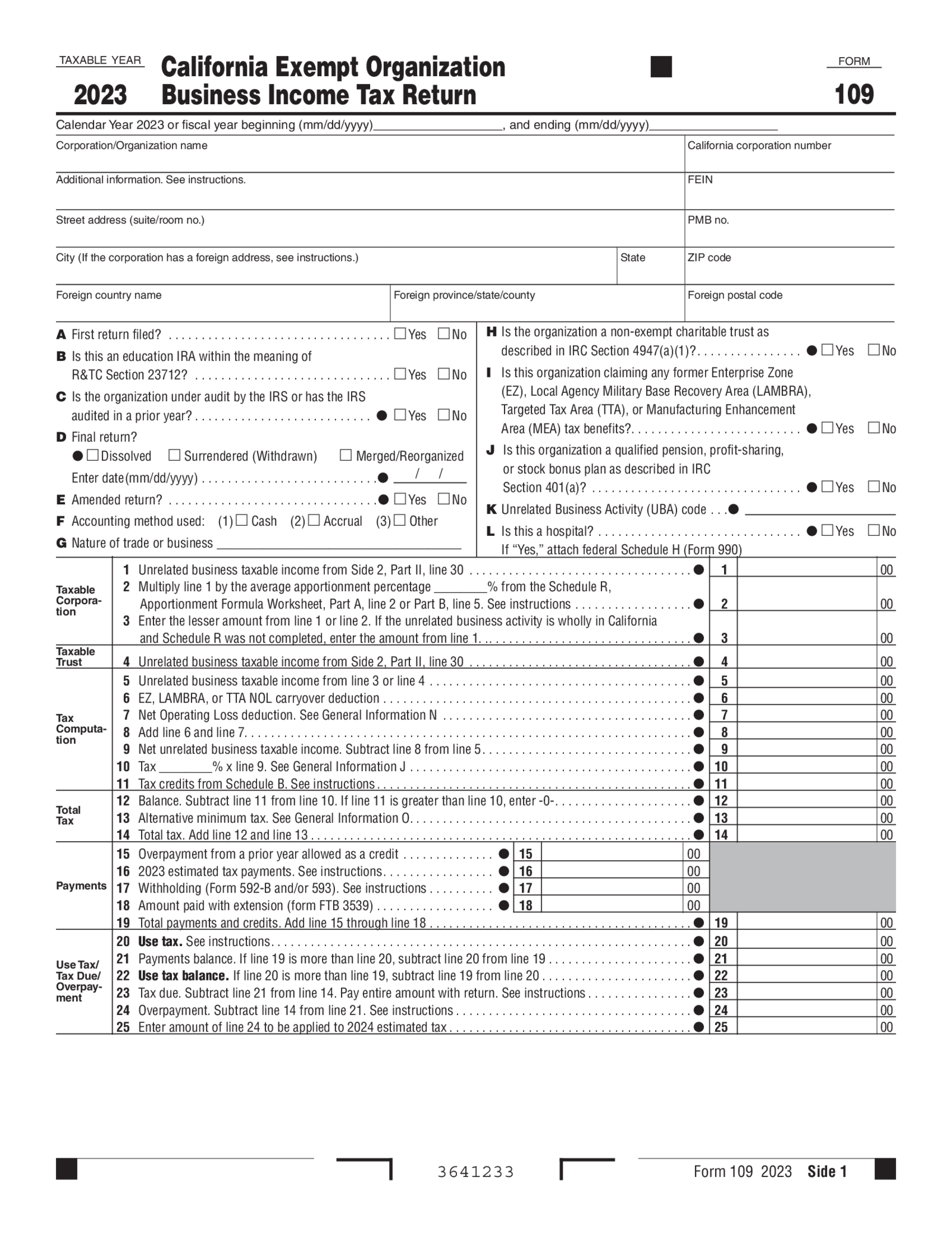 CA Form 109 - Thumbnail