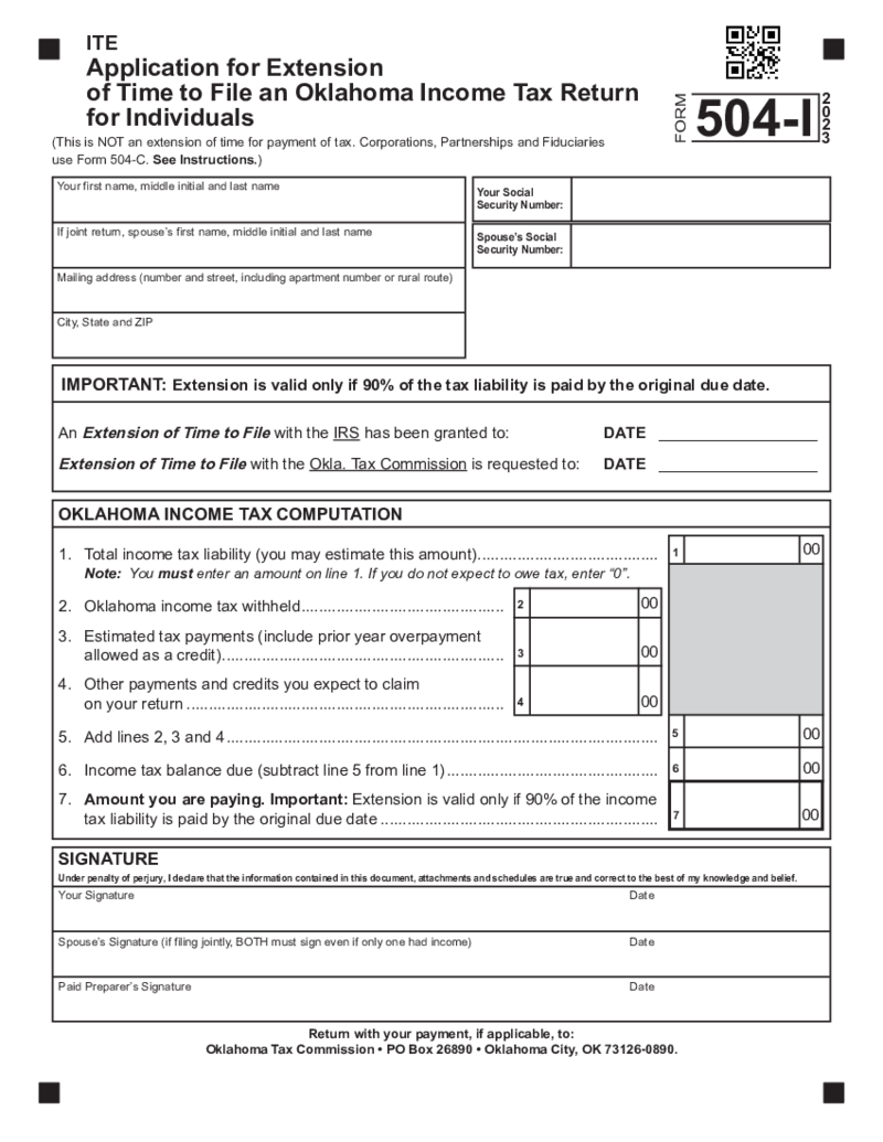 Oklahoma Form 504-I