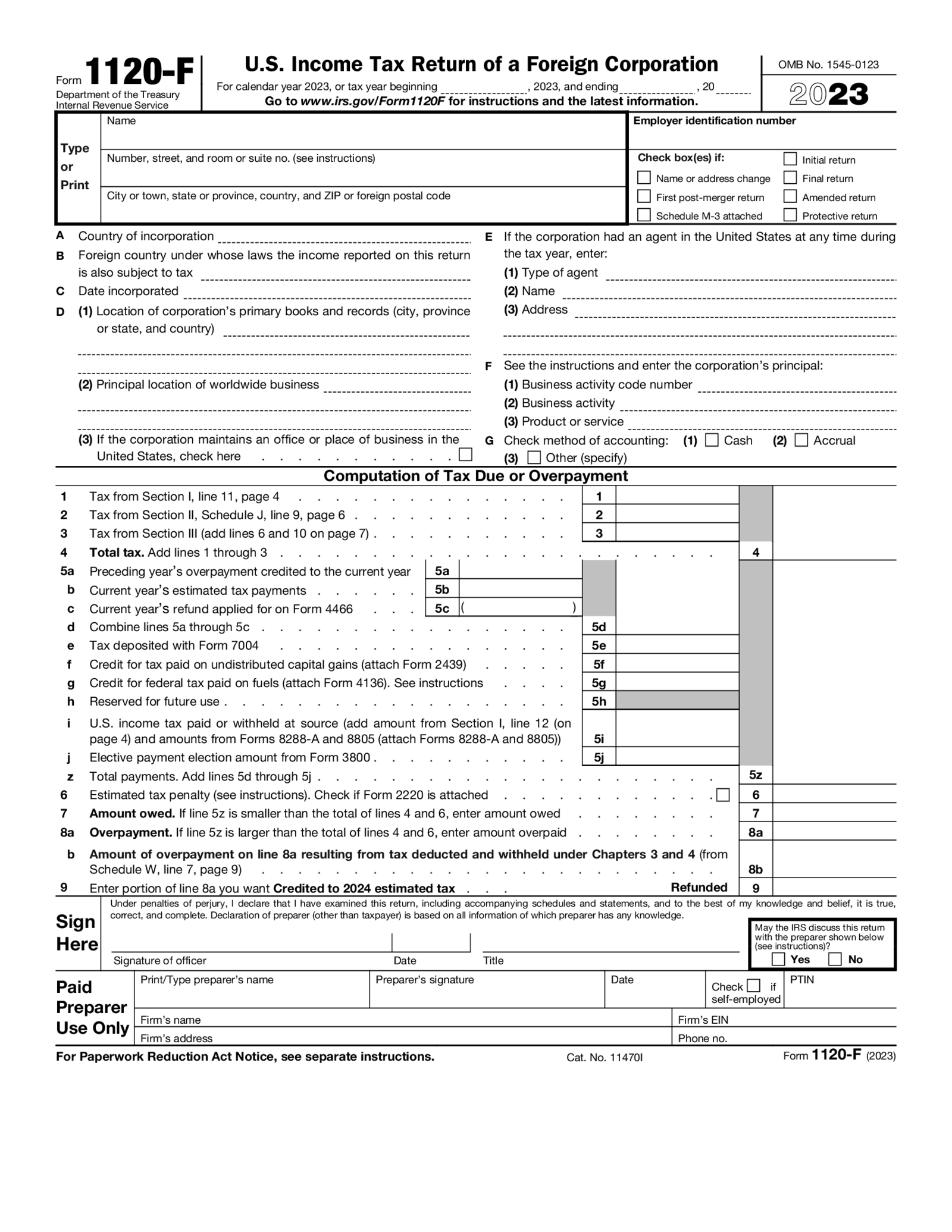 Form 1120-F (2023) - Thumbnail