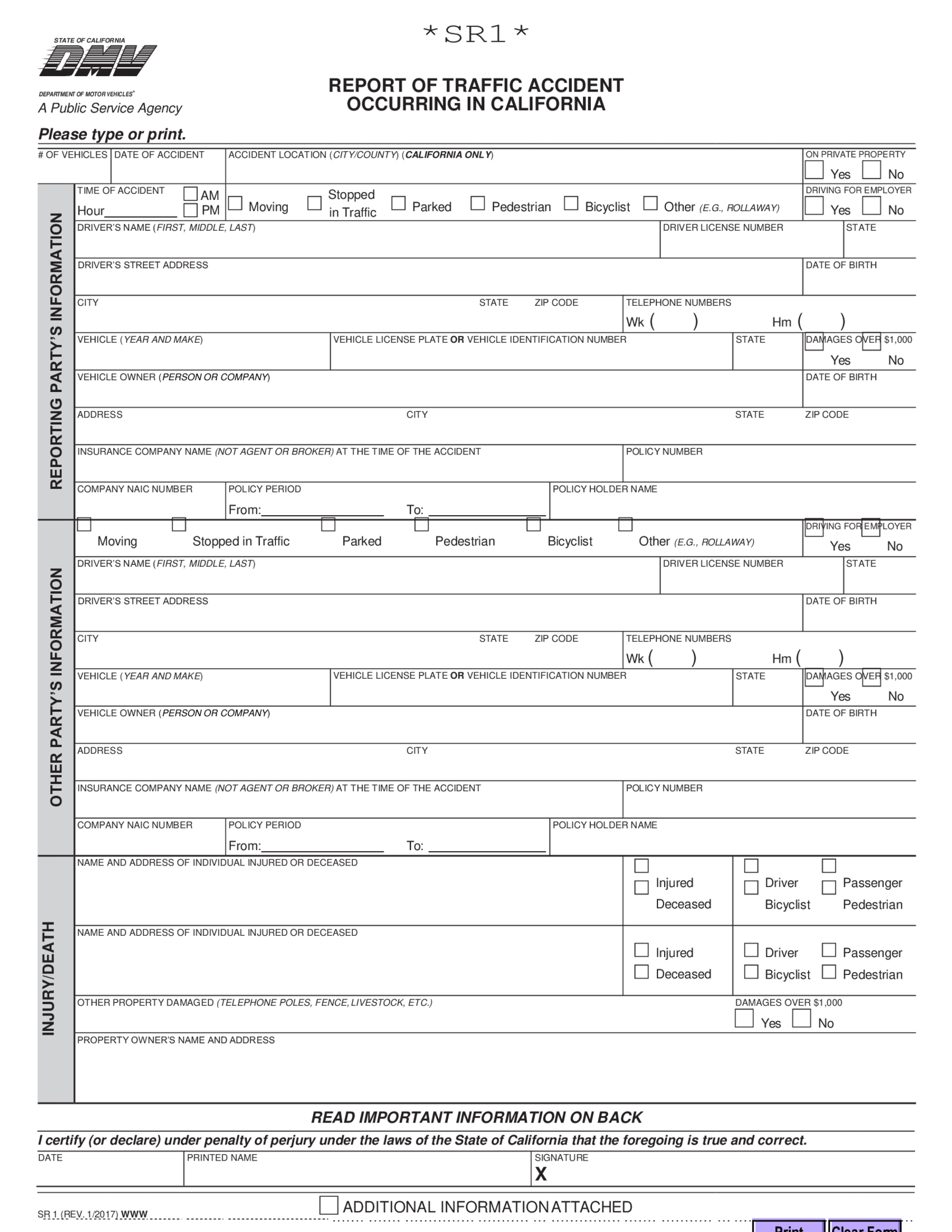 California Traffic Accident Report - Thumbnail