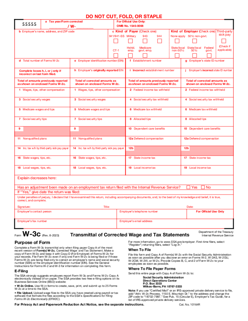 Form W-3C