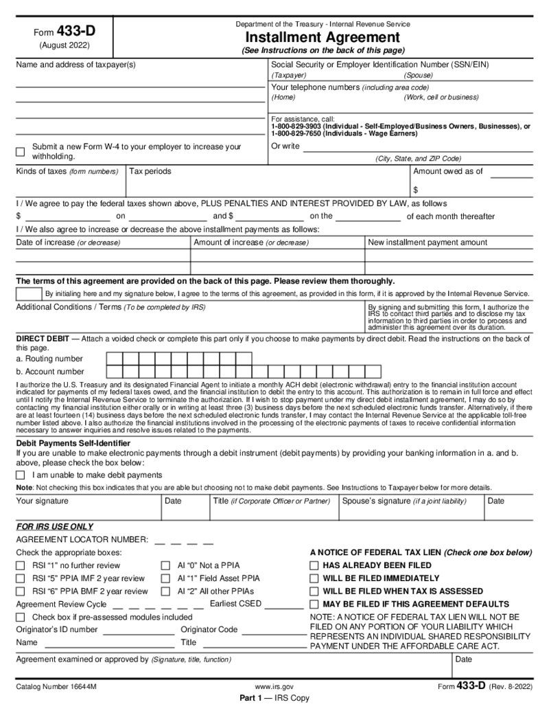 Form 433-D