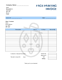 Face Painting Invoice Template - Thumbnail