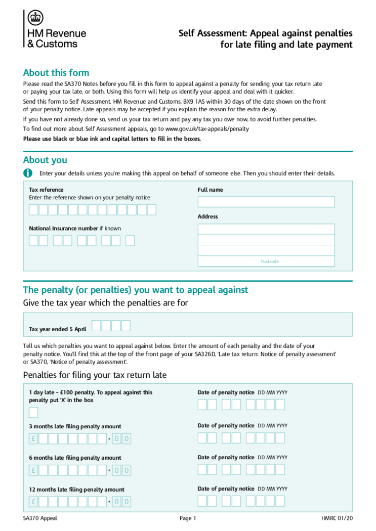 SA370 Appeal Form