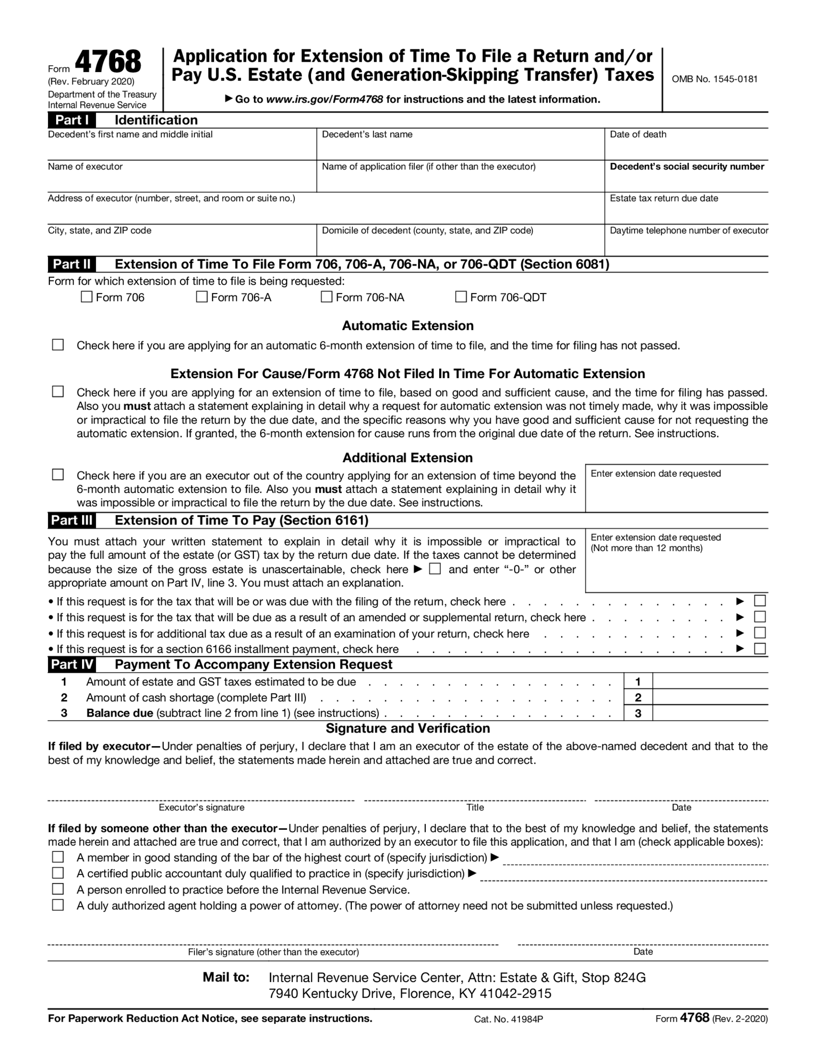 IRS Form 4768 - Thumbnail