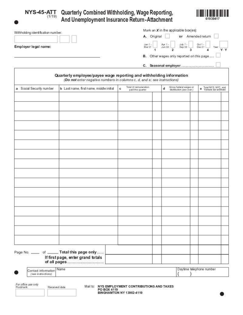 New York Form NYS-45-ATT