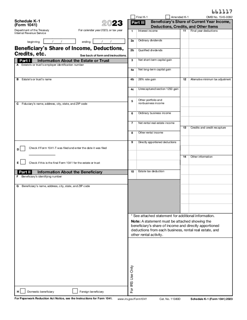 Form 1041 Schedule K-1