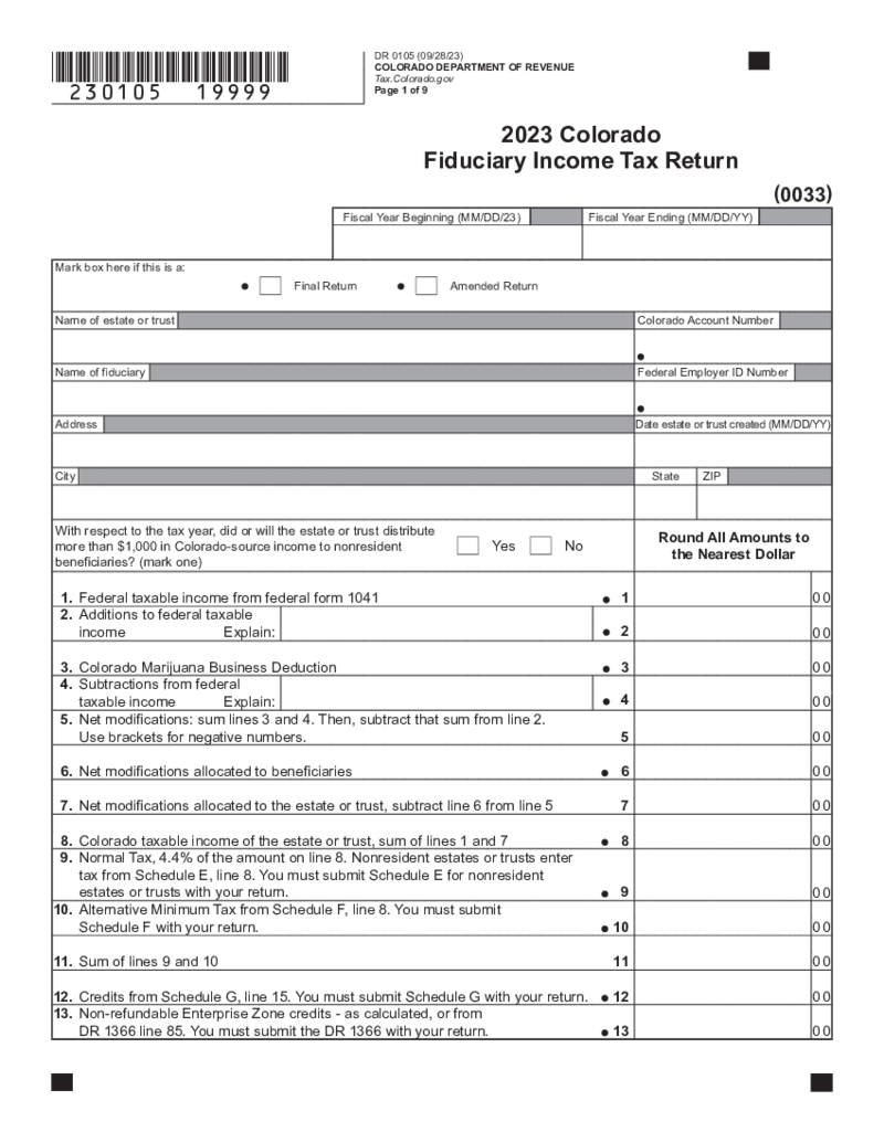 Fiduciary Income Tax Return Colorado