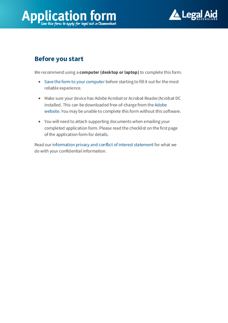 Legal Aid Queensland Application