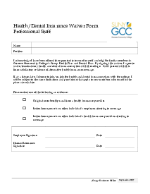 Dental Insurance Waiver Form - Thumbnail