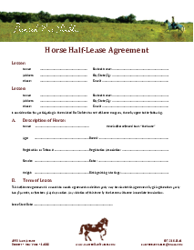 Horse Lease Agreement Template - Thumbnail