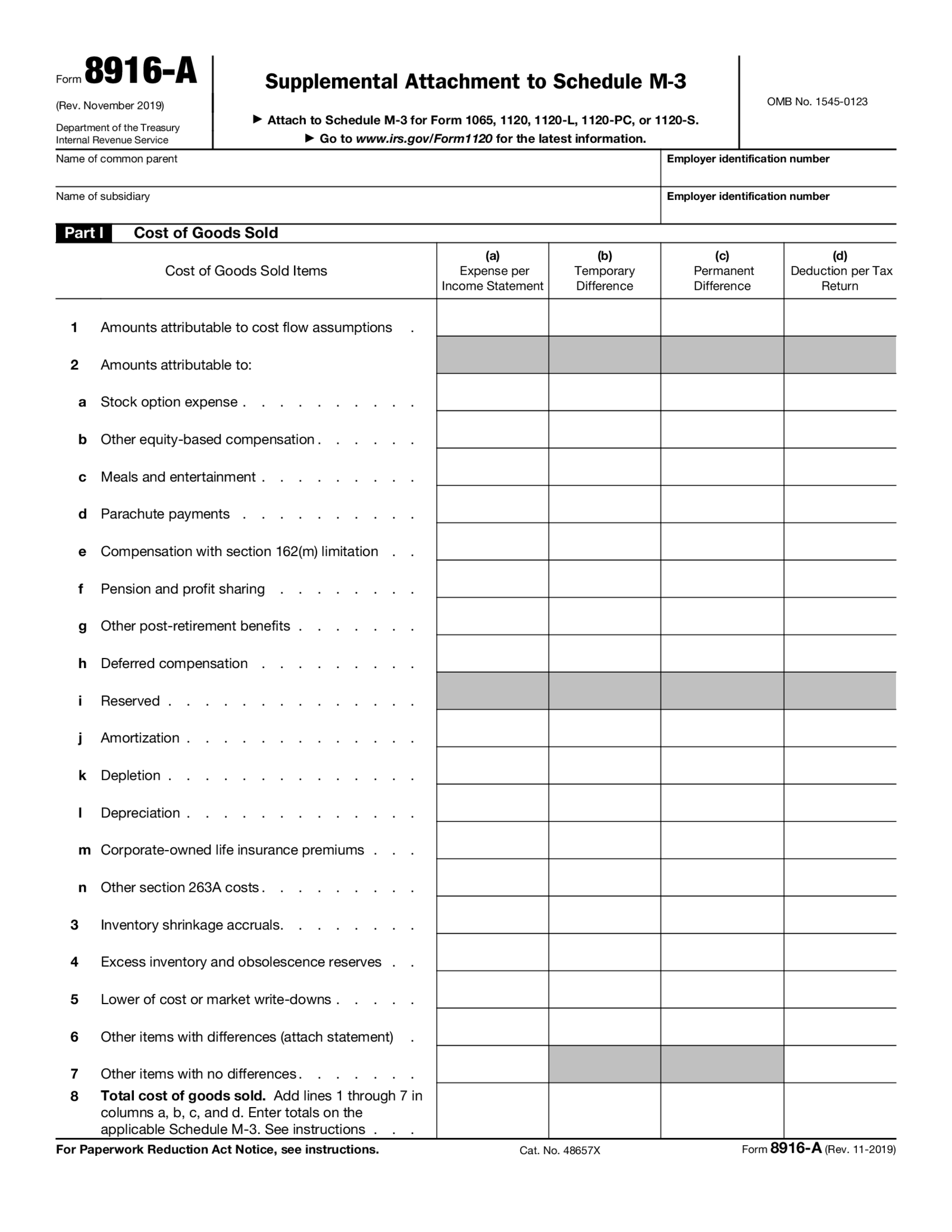 IRS Form 8916-A - Thumbnail