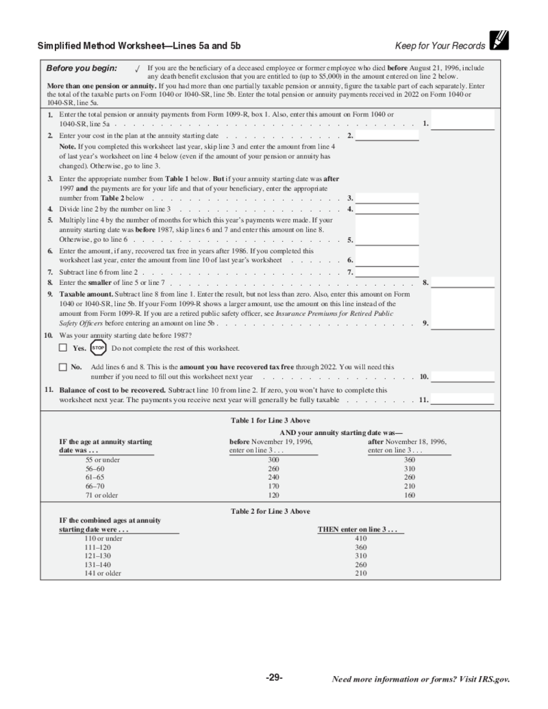 Simplified Method Worksheet