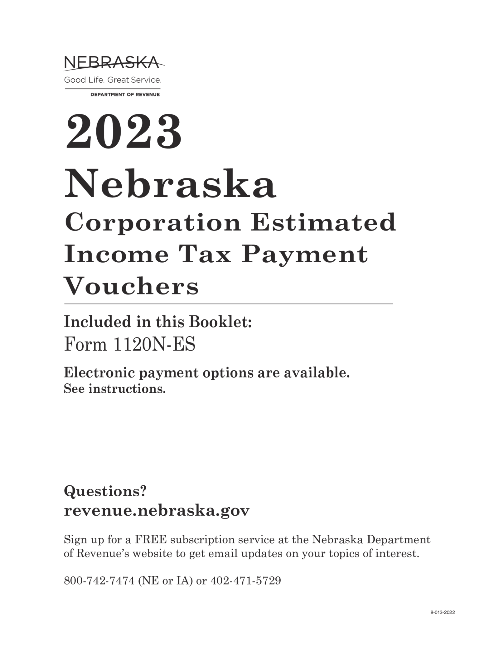 Nebraska Corporation Estimated Income Tax Payment Vouchers - Thumbnail