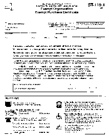 Picture of Form ST-119.1, Exempt Organization, Exempt Purchase Certificate