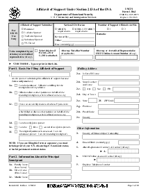 Form I-864 - Affidavit of Support - Thumbnail