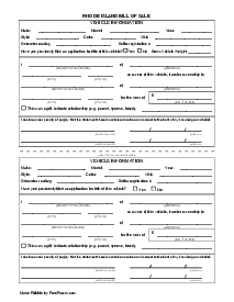 Rhode Island Bill of Sale Form - Thumbnail