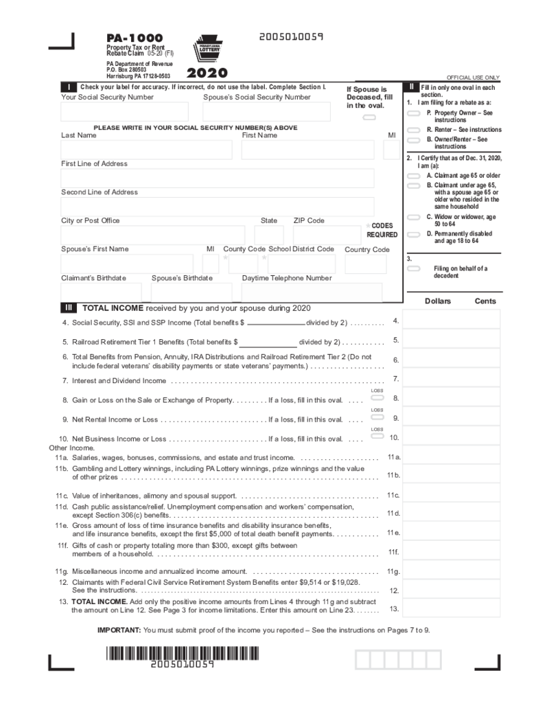 Form PA-1000 (2020)