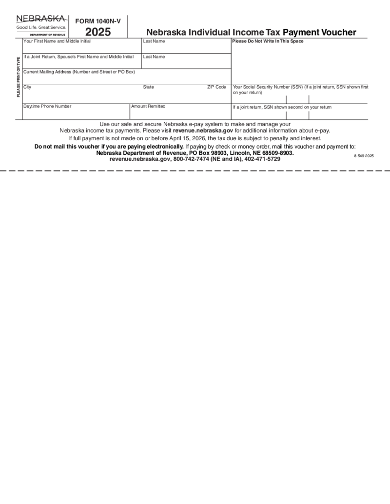 Nebraska Form 1040N-V