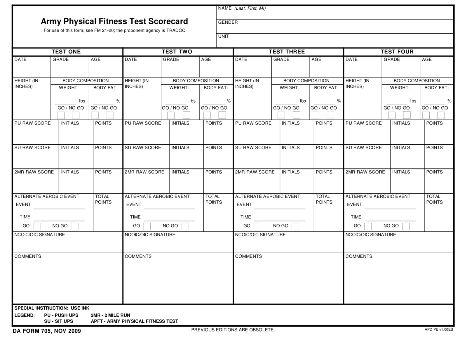 Da Form 705 - Thumbnail