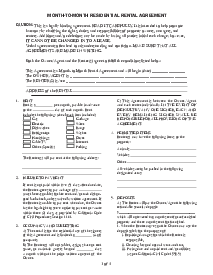 Simple California Month to Month Rental Agreement - Thumbnail